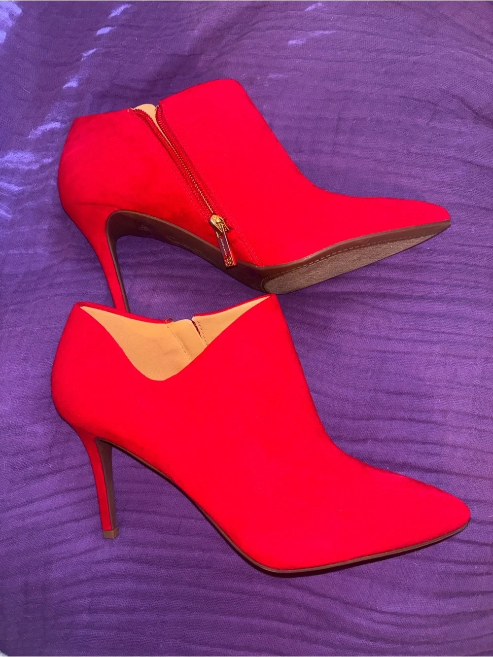Jessica Simpson Red Pointed-Toe Stiletto Ankle Booties